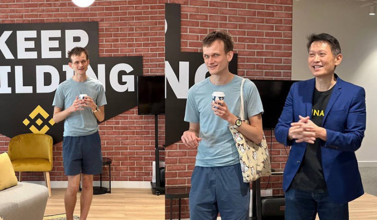 Binance CEO with Vitalik Buterin; GBTC overtakes I